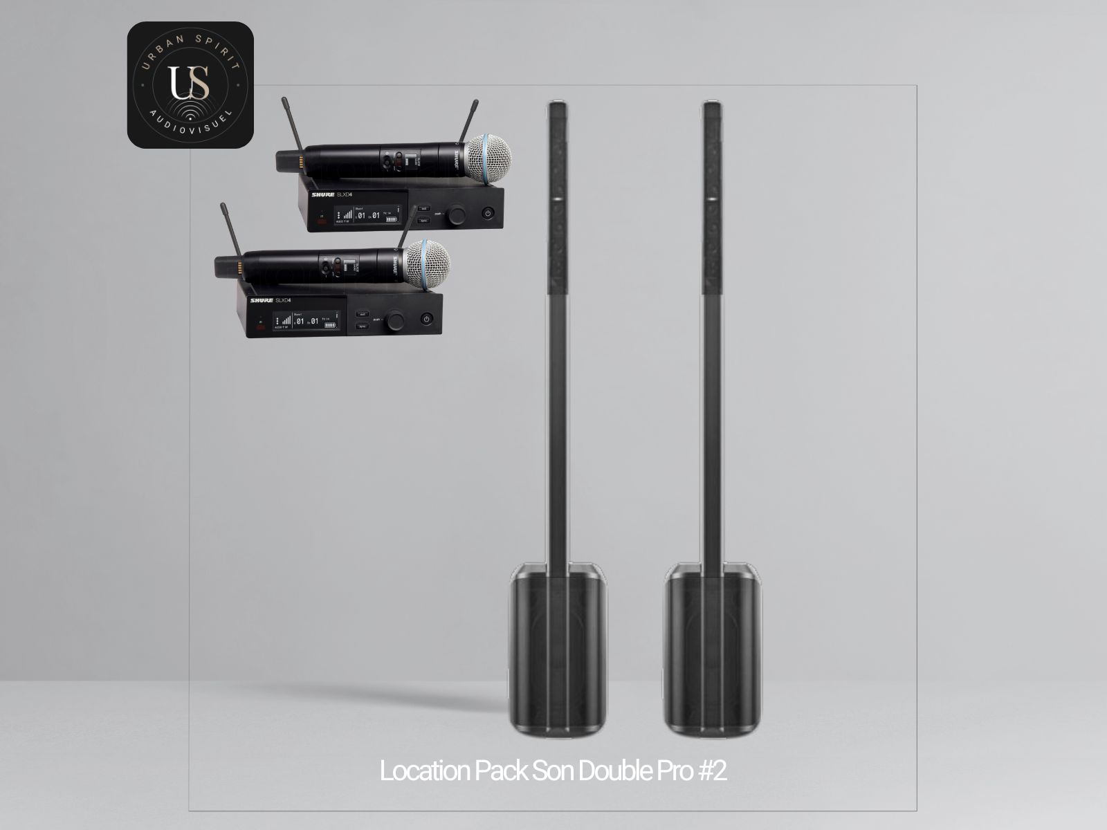 Pack Son Double Pro #2 – 2 Bose L1 Pro 8 + 2 micros sans fil SHURE – Urban Spirit Audiovisuel