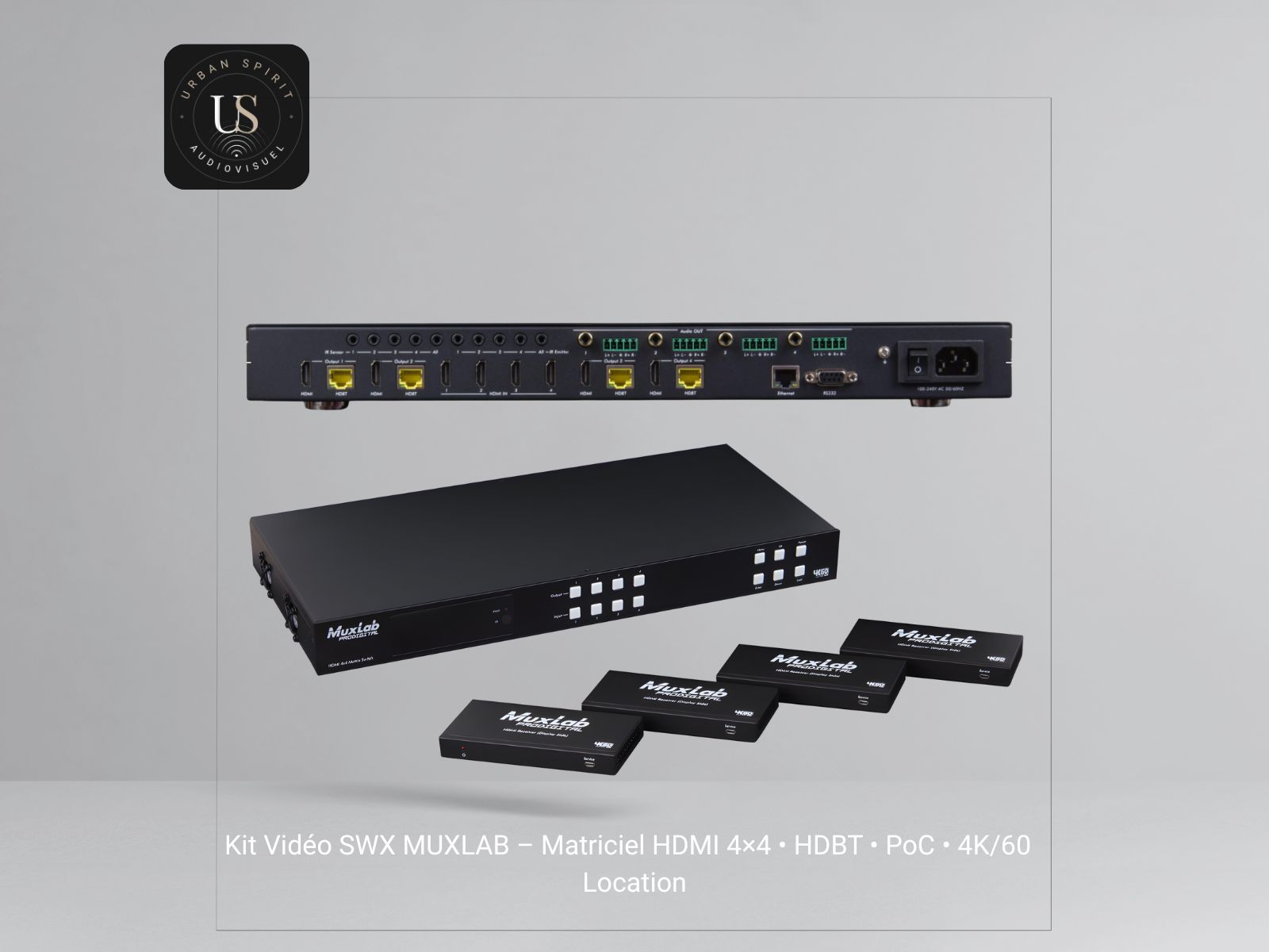 MuxLab – Kit Vidéo SWX – Matriciel HDMI 4×4 • HDBT • PoC • 4K/60 – Location – Image 2