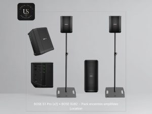 Pack sono Bose – 2 enceintes S1 Pro avec caisson de basses SUB 2 et pieds