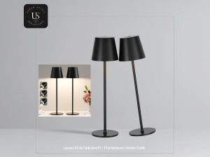 Lampe LED de table sans fil noire – éclairage décoratif pour événement, mariage et soirée corporate