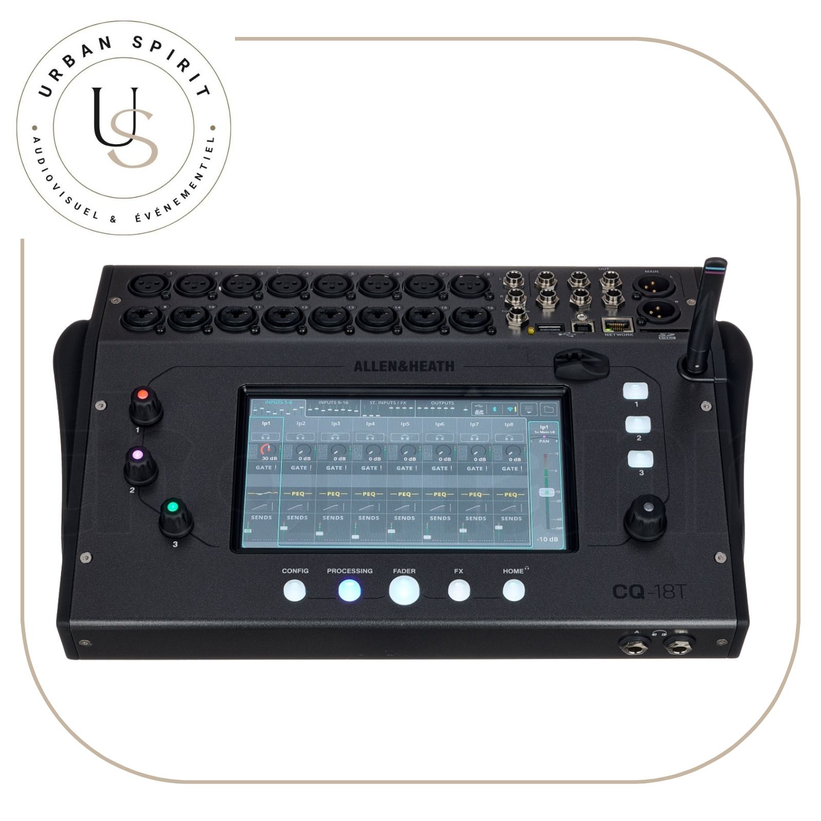 Allen & Heath CQ-18T table de mixage numérique panneau arrière connectique XLR – location Urban Spirit