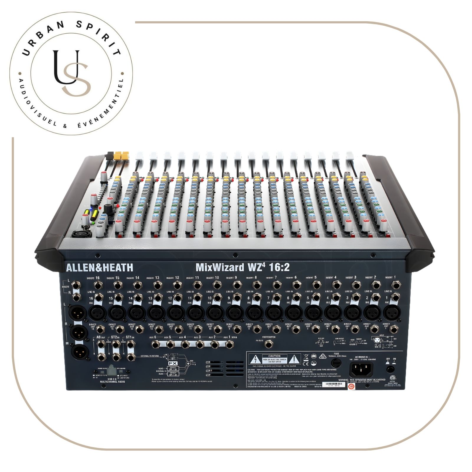 Allen & Heath MixWizard WZ4 16:2 panneau arrière connectique complète – location Urban Spirit
