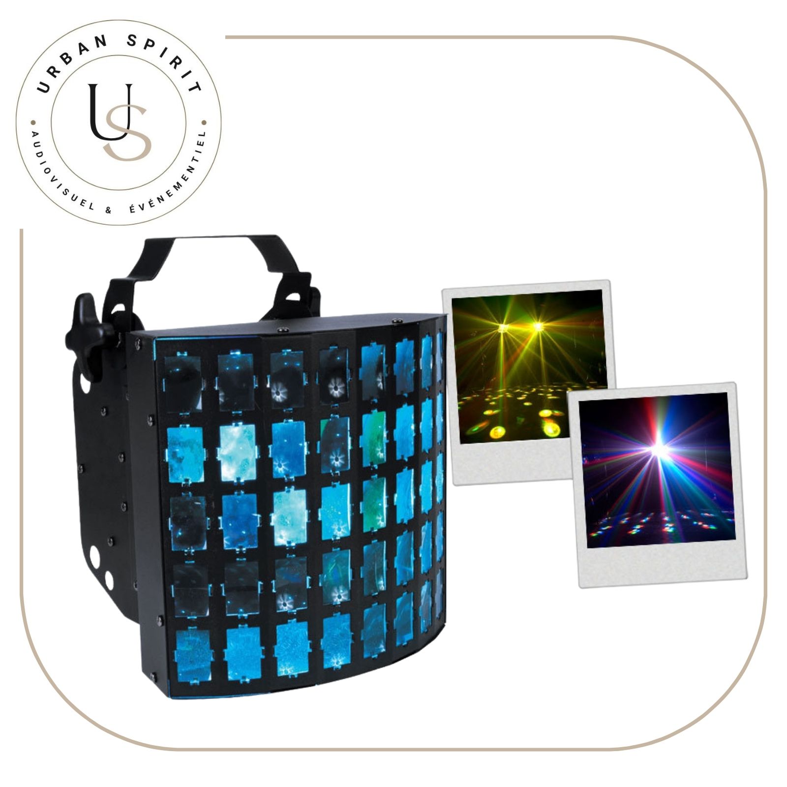 American DJ Dekker LED effet multifeux grille miroirs – location jeux de lumières Urban Spirit Audiovisuel