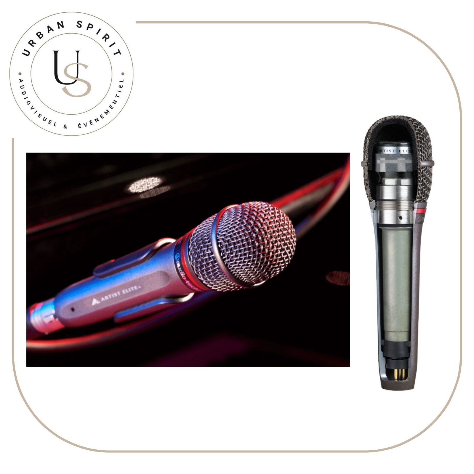 Audio-Technica AE6100 Artist Elite en situation et coupe transversale – location Urban Spirit