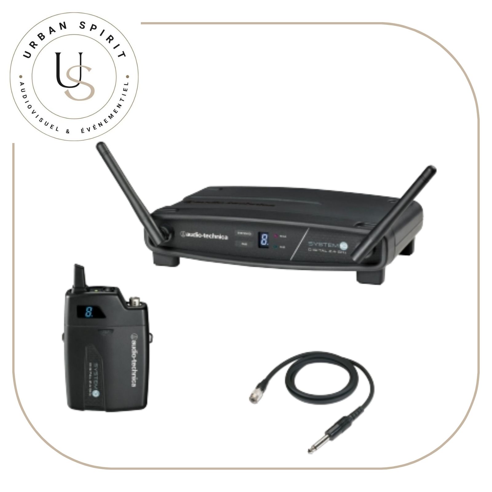 Audio-Technica System 10 Pocket système HF ceinture récepteur bodypack câble guitare – location Urban Spirit Audiovisuel