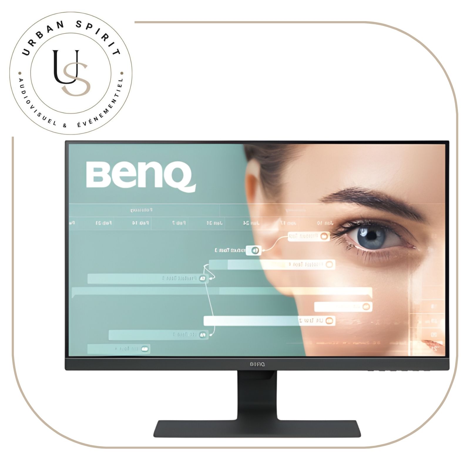 Moniteur BenQ GW2480 24 pouces vue face logo BenQ – location Urban Spirit Audiovisuel