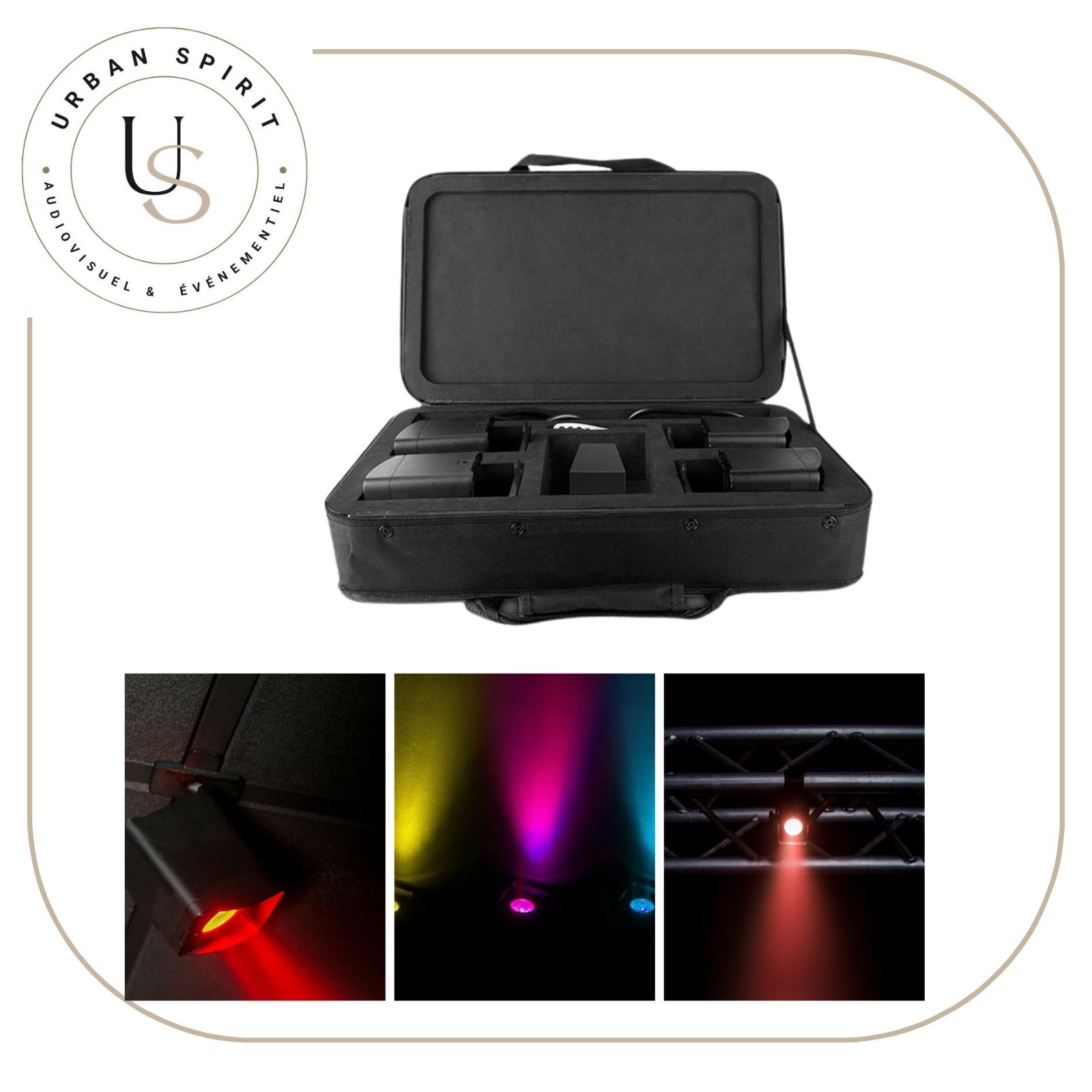 Chauvet Freedom H1 sac de transport et shots en situation – location Urban Spirit