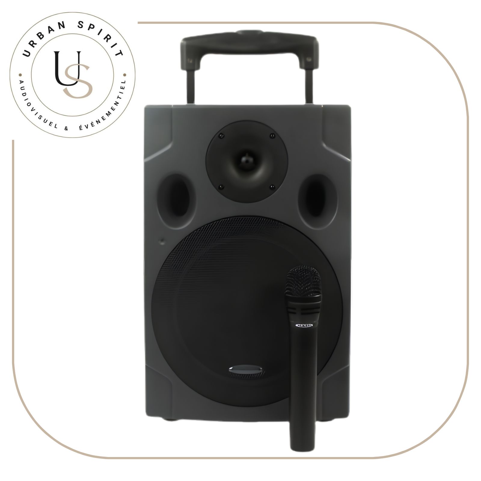 Chesley BAM 8 enceinte amplifiée autonome avec micro HF sur roulettes – location Urban Spirit Audiovisuel