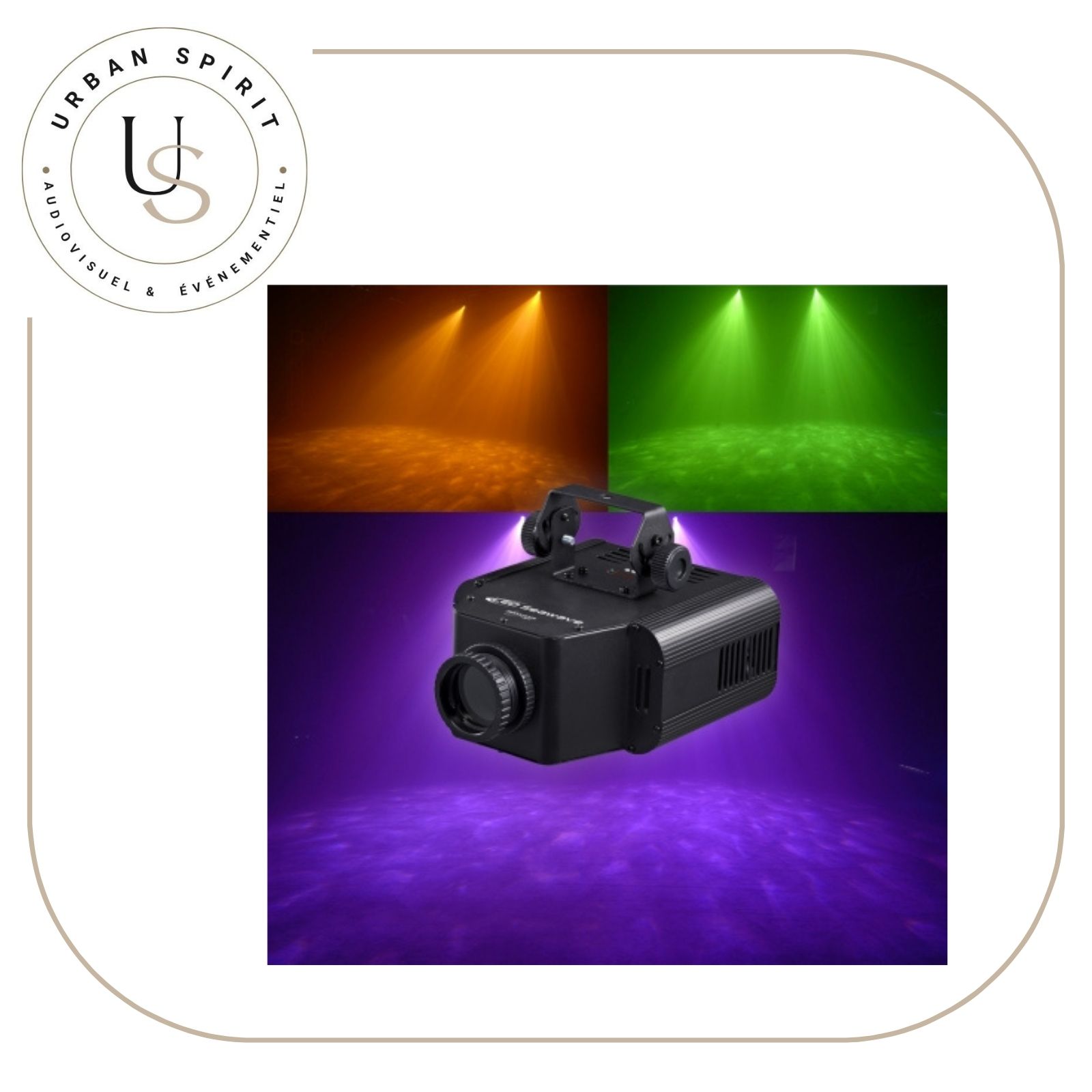 JB Systems LED Seawave 50W effet décoratif ondulations d'eau orange vert violet – location Urban Spirit