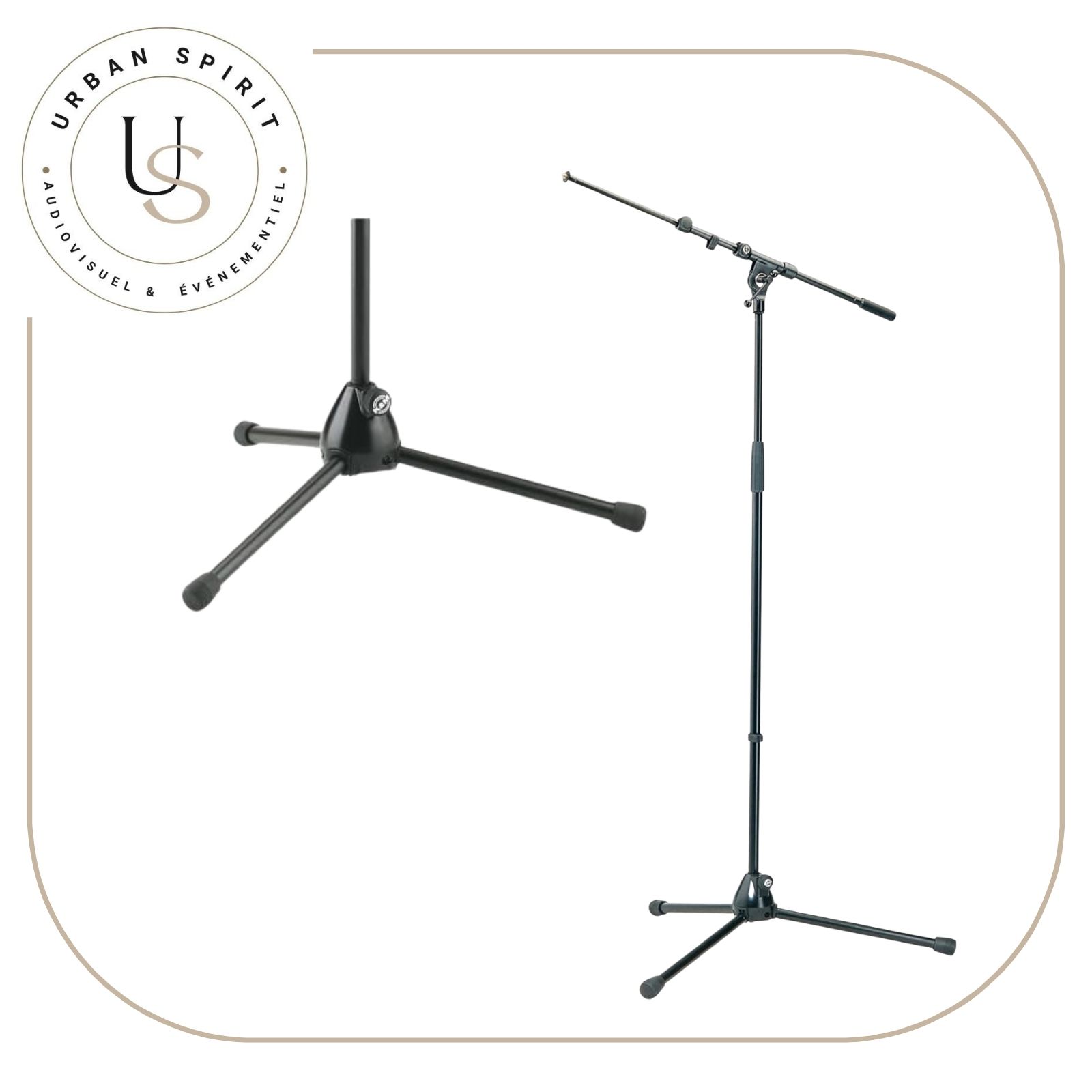 K&M pied de micro trépied avec perche boom télescopique – location Urban Spirit Audiovisuel