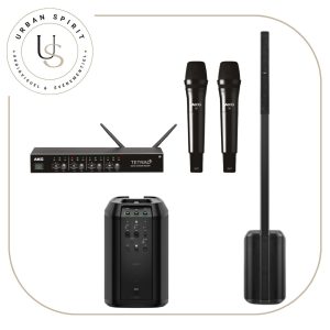Pack conférence 75 personnes sonorisation micro AKG TETRAD et enceinte colonne Bose – location Urban Spirit Audiovisuel