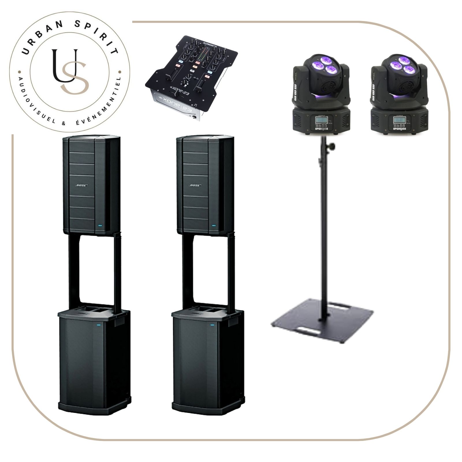 Pack Event #3 Bose F1 Allen Heath XONE:23 et lyres mini – location Urban Spirit
