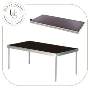 Praticable 2x1m podium estrade pour scène plateau moquette et structure aluminium – location Urban Spirit Audiovisuel