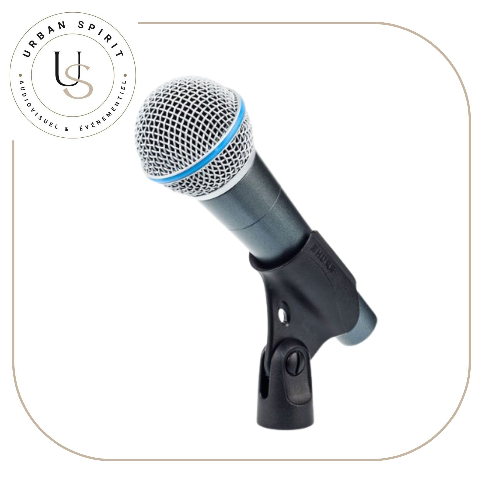 Shure Beta 58A micro filaire avec clip Shure – location Urban Spirit Audiovisuel