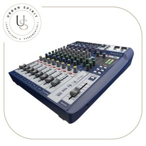 Soundcraft Signature 10 table de mixage analogique USB vue 3/4 corps bleu – location Urban Spirit Audiovisuel