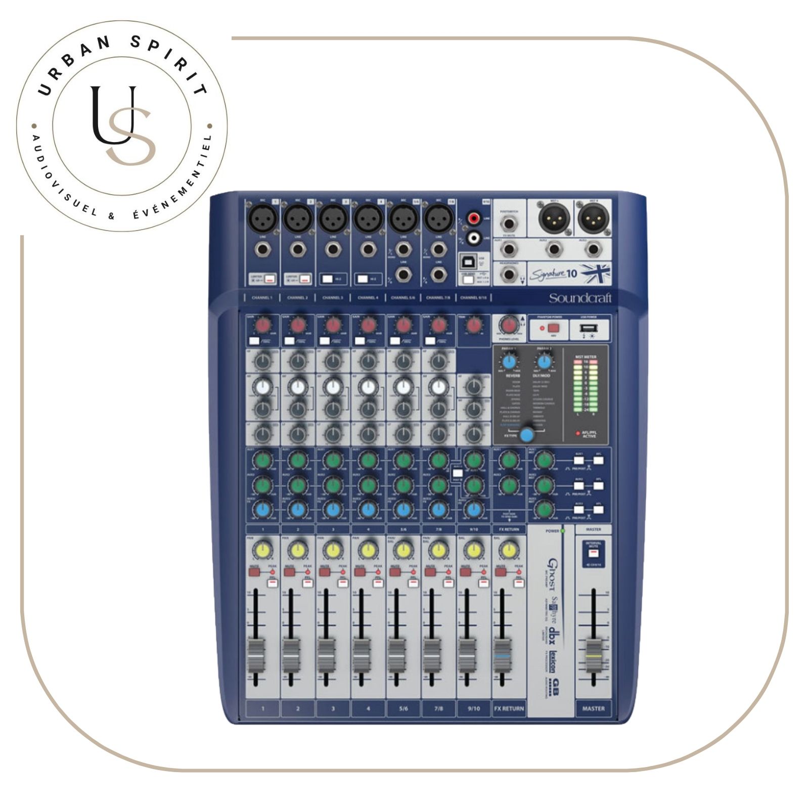 Soundcraft Signature 10 table de mixage analogique vue de face – location Urban Spirit