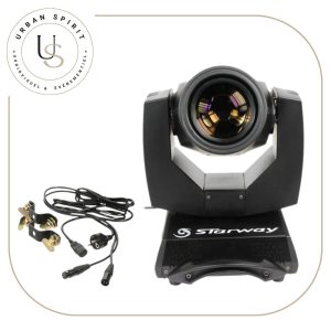 Starway Servo Beam 5R lyre beam 5R avec câbles et colliers – location projecteur automatique Urban Spirit Audiovisuel