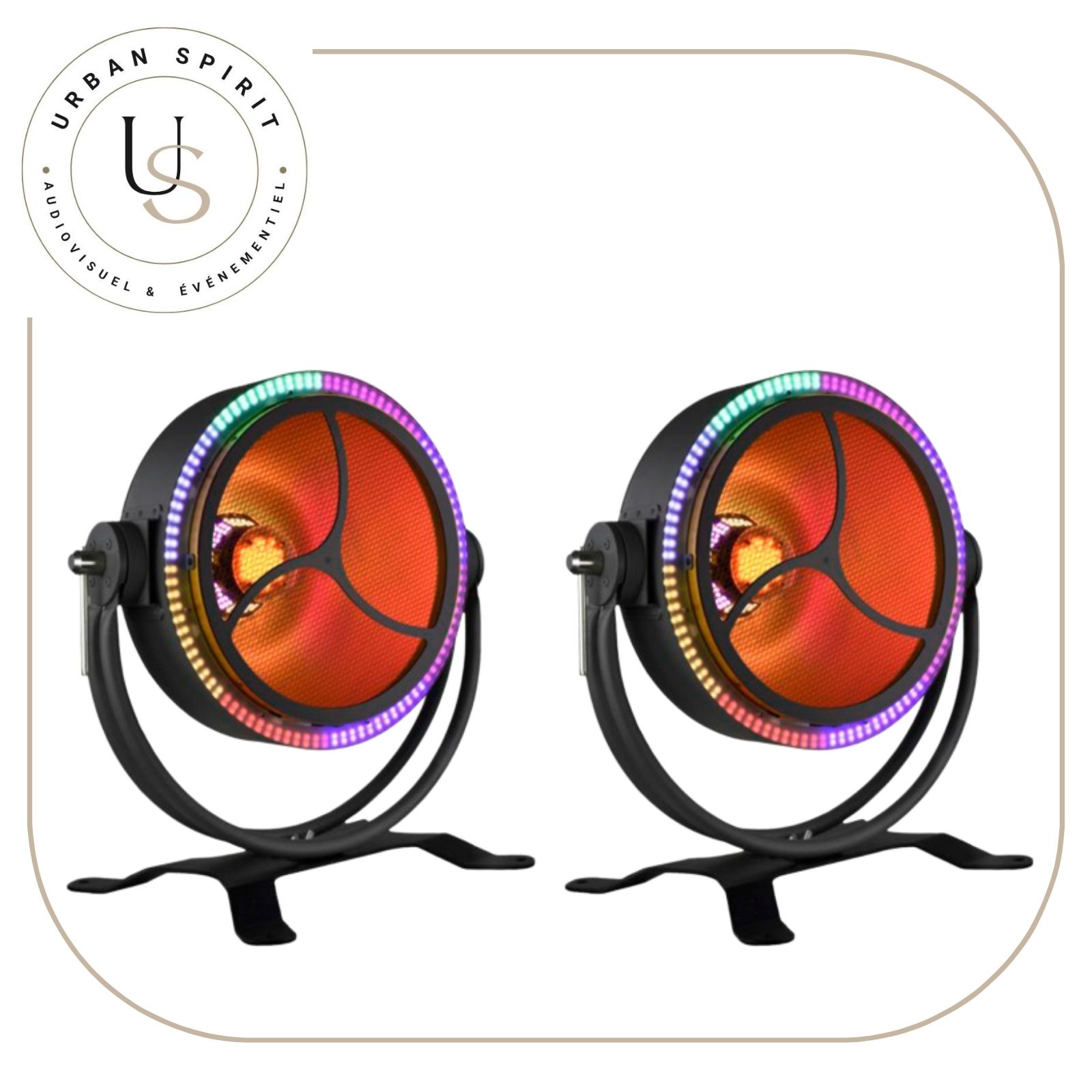 Starway Vega paire éclairage déco LED ring multicolore orange – location Urban Spirit Audiovisuel